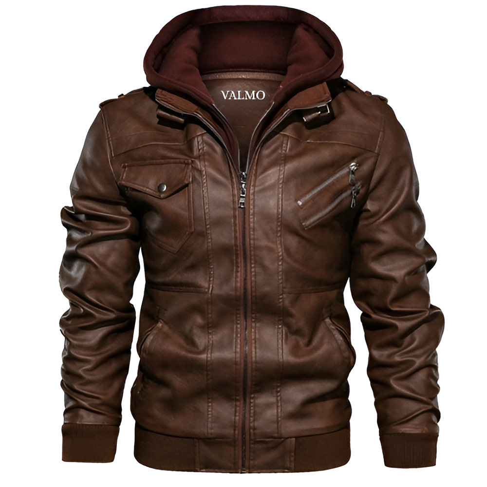 Salvador Men's Premium PU Leather Jacket with Removable Hoodie