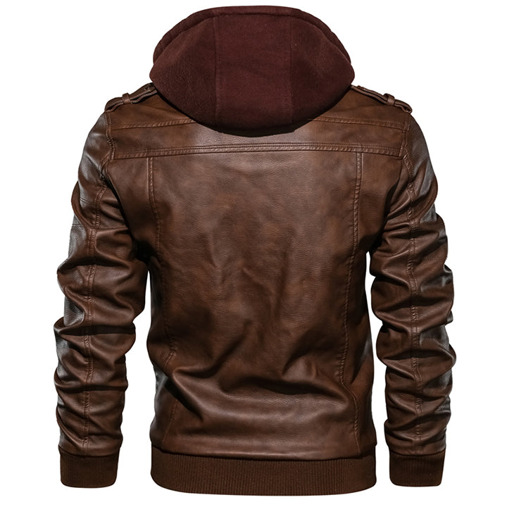 Salvador Men's Premium PU Leather Jacket with Removable Hoodie