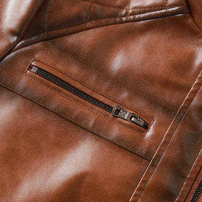 Roadster Men's Leather Jacket: Hand-Stitched, Durable, Waterproof, Adjustable Fit